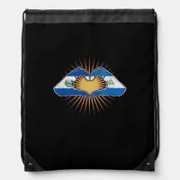 El Salvador And Nicaragua Heart Hands Minimal Drawstring Bag