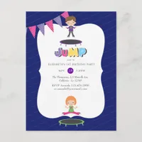 Royal Purple and Blue Trampoline Birthday Party Postcard