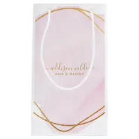 Script Blush Pink Watercolor Gold Circle Business Small Gift Bag