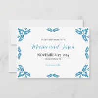 Mexican Talavera Turquoise Minimalist Wedding Save The Date