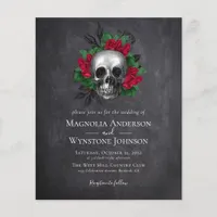 Gothic Skull Floral Halloween Wedding Invitation Flyer