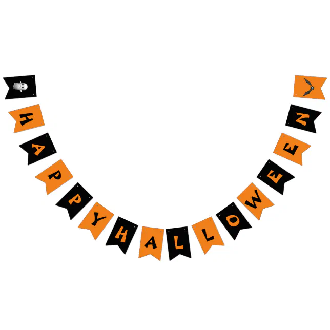 Cute Cartoon Happy Halloween Bunting Flags