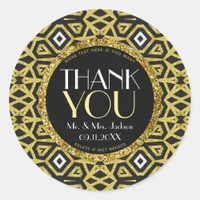 Gold Black Sparkle  Thank You Classic Round Sticker