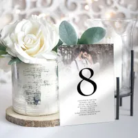 Photo Overlay White Wedding  Acrylic Table Number