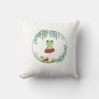 Cottagecore Aesthetic Kawaii Frog Goblincore Cute  Throw Pillow