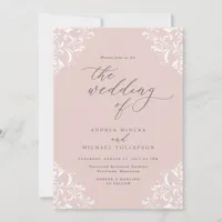 Elegant Vintage Blush Pink Wedding Invitation