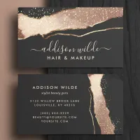 Black Blush Pink And Gold Elegant Modern Business Card