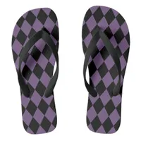 Purple and Black Harlequin Pattern Flip Flops