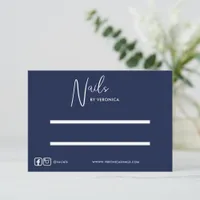 Navy Blue White Chic Press On Nail Display Card