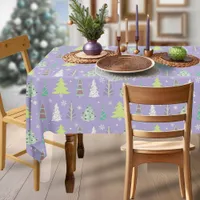 Christmas Tree Pattern Violet and Lime Green ID175 Tablecloth