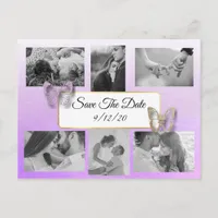 Butterfly Purple Photo Save the Date Postcard