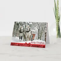 Merry Christmas Horses Pulling Sleigh Card