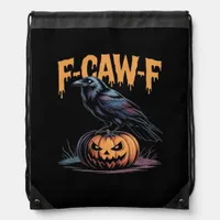 F-Caw-F Halloween Raven Jack-O-Lantern Spooky Seas Drawstring Bag