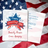 Memorial Day Star Flag Family Picnic Invitation Flyer