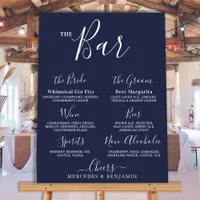 Wedding Signature Drink Bar Personalized Navy Blue Foam Board