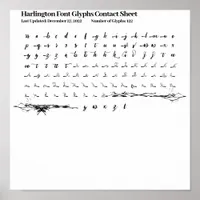 Harlington Font Glyphs Contact Sheet Poster