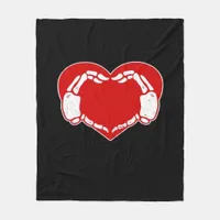 Heart Skeleton Hands Gothic Valentine Red Classic  Fleece Blanket