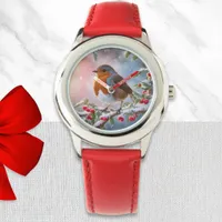 Cute Robin Redbreast Winter Snow Pretty Christmas Watch