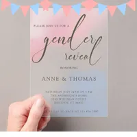 Pink Blue Pastel Gender Reveal Party  Acrylic Invitations