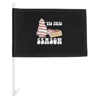 Tis The Season Christmas Tree Groovy Retro Vintage Car Flag