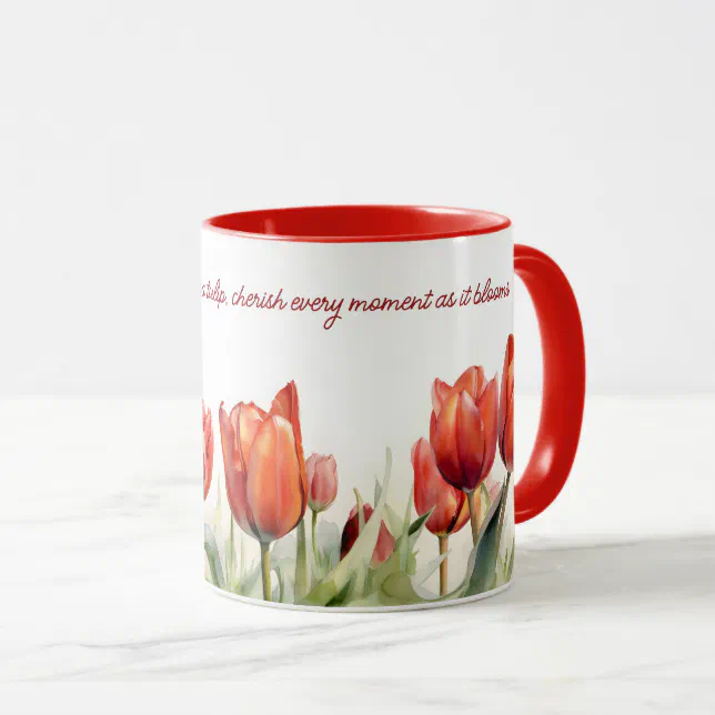 Watercolor Red Tulips Coffee Mug