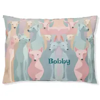 Dog Pattern Pastel Colors Minimalist Illustration Pet Bed