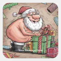 Funny Dirty Santa Christmas Collection Square Sticker