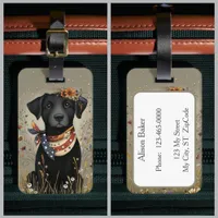 Black Lab Patriotic Whimsical Labrador Retriever Luggage Tag