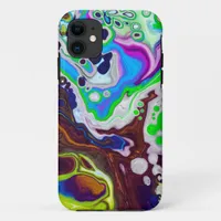 Colorful Modern Fluid Art Pour Painting Cells  iPhone 11 Case