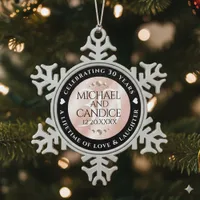 Elegant 30th Pearl Wedding Anniversary Celebration Snowflake Pewter Christmas Ornament