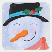 Cheery Snowman Christmas Winter  Square Sticker