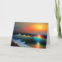 Personalized Ocean ad Sunset themed Anniversary Card