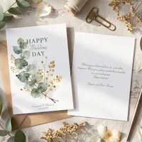 Watercolor Eucalyptus Gold Greenery Wedding Card