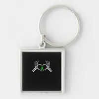 Skeleton Hand Heart Awareness Ribbon Keychain