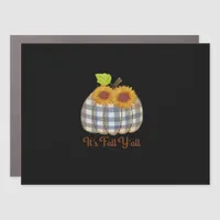 It’s Fall Y’all Pumpkin Plaid Design Halloween Fun Car Magnet