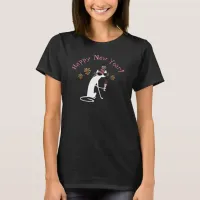 Happy New Year Wine Quote with Cat T-Shirt