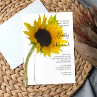 Yellow Sunflower on White Engagement Party Invitation