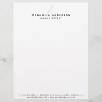 Rose Gold Quill Mobile Notary Letterhead