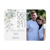 Light Blue Rose Watercolor Photo Save the Date Magnet