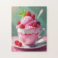 Raspberry Ice Cream in a Pink Coffee Cup Jigsaw Puzzle