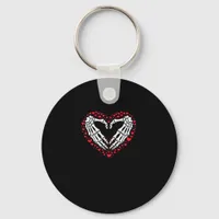 Skeleton Hand Heart Valentines Day Funny Couple Keychain
