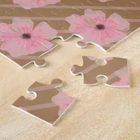 Pink Flowers And Stripes Jigsaw Puzzle