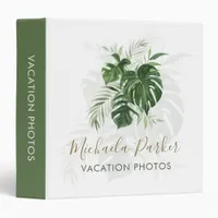 Custom Modern Tropical Leaves Vacation Photo Album 3 Ring Binder