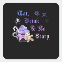 Eat Drink And Be Scary Hexmas Cool Unique Square Sticker