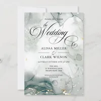 Modern Chic Black & White Watercolour Wedding Invi Invitation