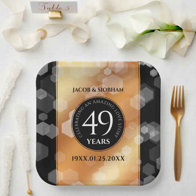 Elegant 49th Copper Wedding Anniversary Paper Plates