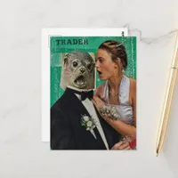Surreal Prom Date Mixed Media Collage Postcard