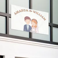 Simple, Cartoon-Iike  Spouses Illustration Wedding Banner