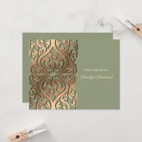 Elegant Modern Sage green & gold Faux Gold Luxury Invitation