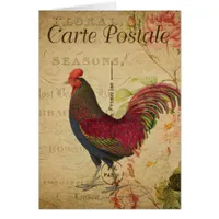 Vintage Rooster Postcard Collage Blank Inside